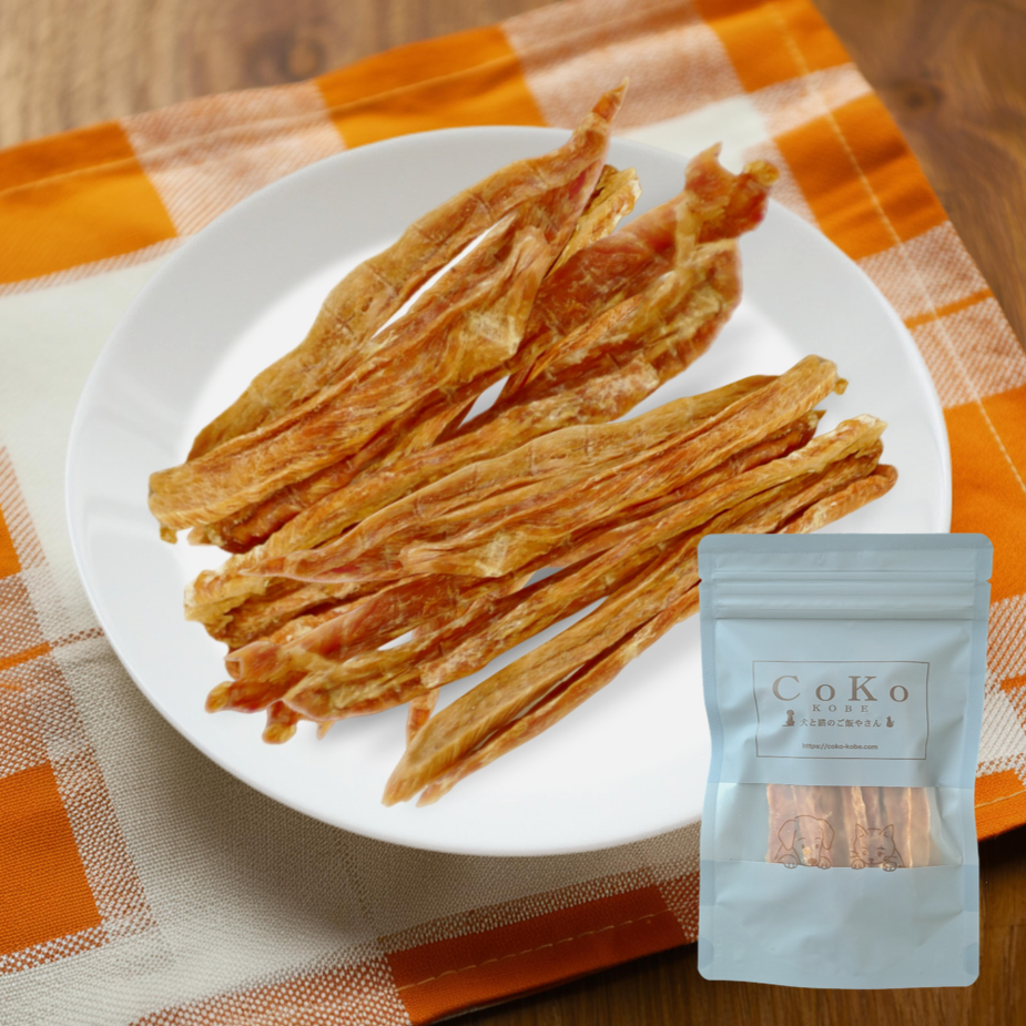 Cokoオリジナル 犬おやつ 猫おやつ 地鶏スティック 無添加 国産 (30g) Chicken stick for dogs and catsアイキャッチ画像