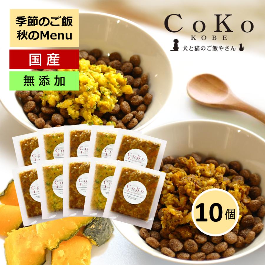国産 無添加 CoKoご飯 手作りご飯 ドッグフード トッピング 季節限定メニュー 肉のメニュー＆魚のメニューから選べる10個 冷凍 (50g×10)アイキャッチ画像