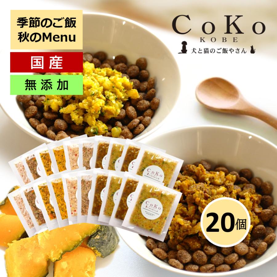 国産 無添加 CoKoご飯 手作りご飯 ドッグフード トッピング 季節の肉メニュー＆魚メニュー2種×4と定番メニュー6種×2 セット 冷凍 (50g×20)アイキャッチ画像