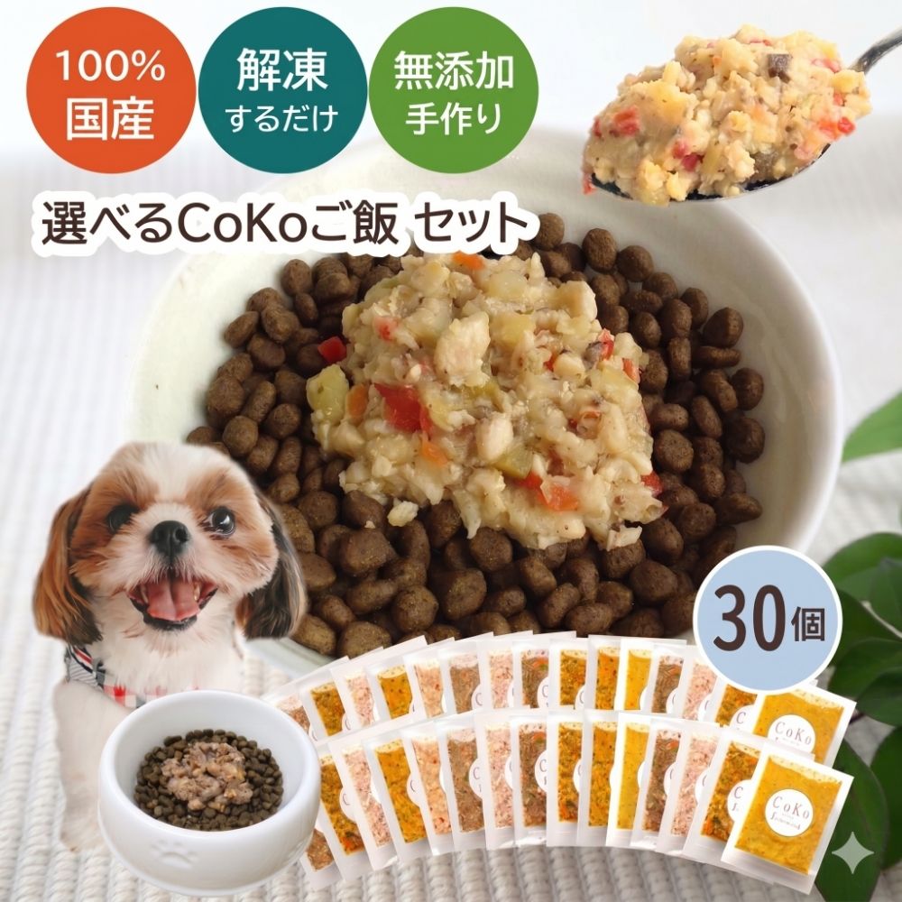国産 無添加 手作りご飯 ドッグフード トッピング 6種類から選べる30個セット 冷凍 (50g×30)アイキャッチ画像