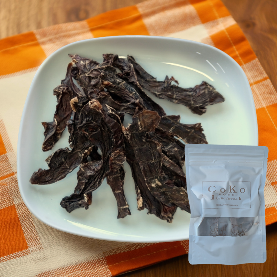 CoKoオリジナル 犬おやつ 肉の素材 無添加 国産 神戸ポーク 豚ハツ（50g） Pork-heart for dogsアイキャッチ画像